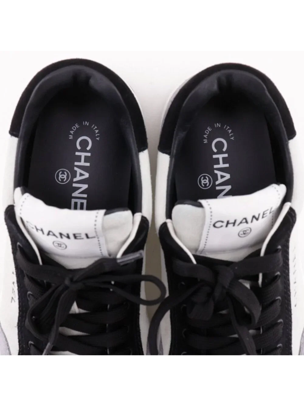 Chanel Logo Suede Gray Sneakers